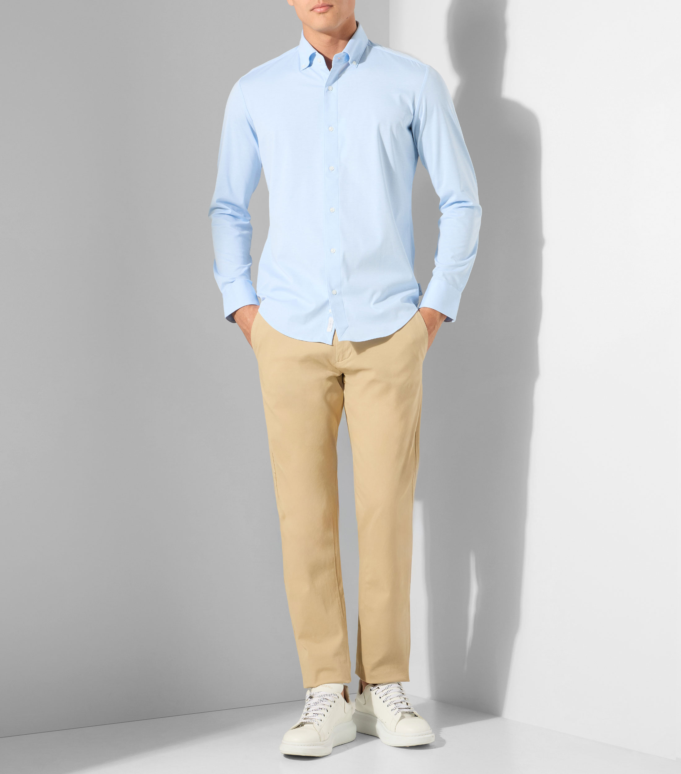 Camisa lisa con manga larga Hombre